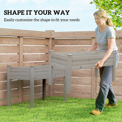 2 Tier Wood Plant Stand, Raised Bed for Flowers Vegetables, Grey Elevated Garden Beds at Gallery Canada