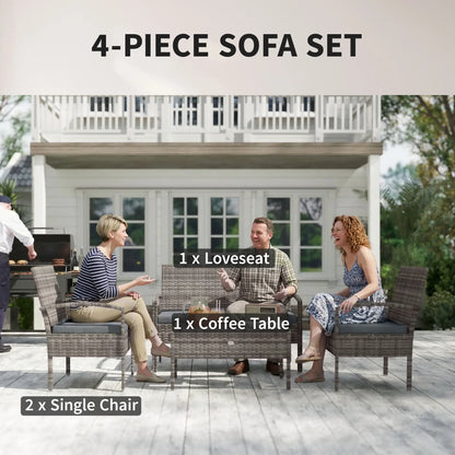 4-Piece Patio Furniture Set, Loveseat, 2 Armchairs, Coffee Table, Dark Grey Patio Furniture Sets at Gallery Canada
