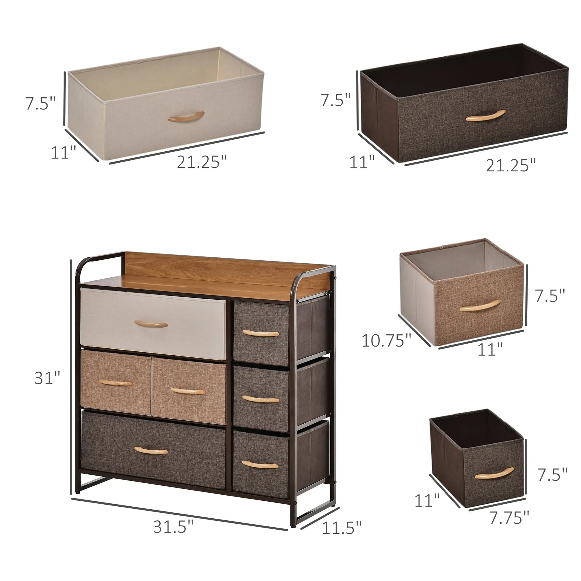 7-Bin Dresser Storage Tower, Fabric Bins with Metal Frame Storage Cabinets at Gallery Canada