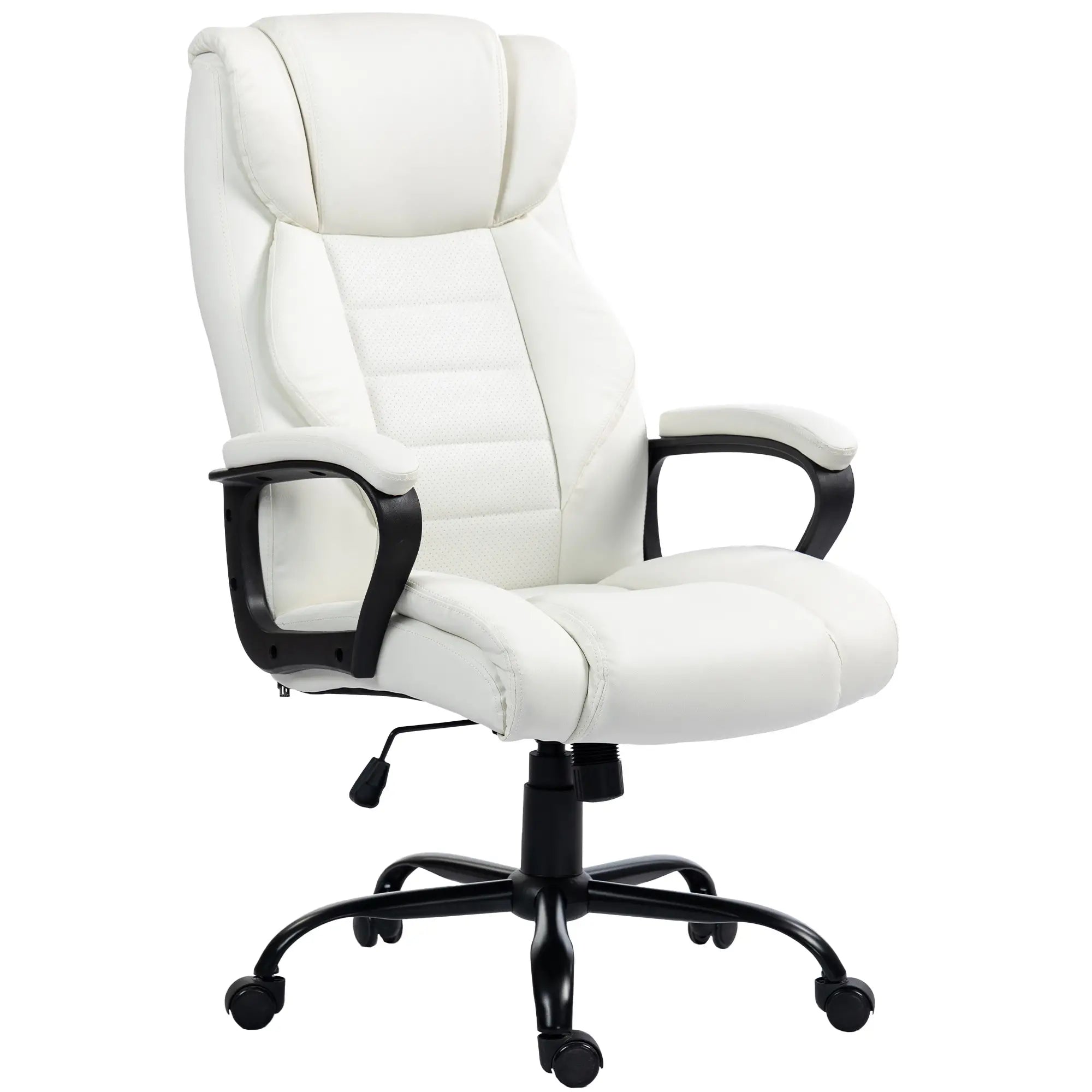 Massage Office Chair, High Back Executive, 6-Point Vibration, Adjustable Height, White Massage Chairs White at Gallery Canada