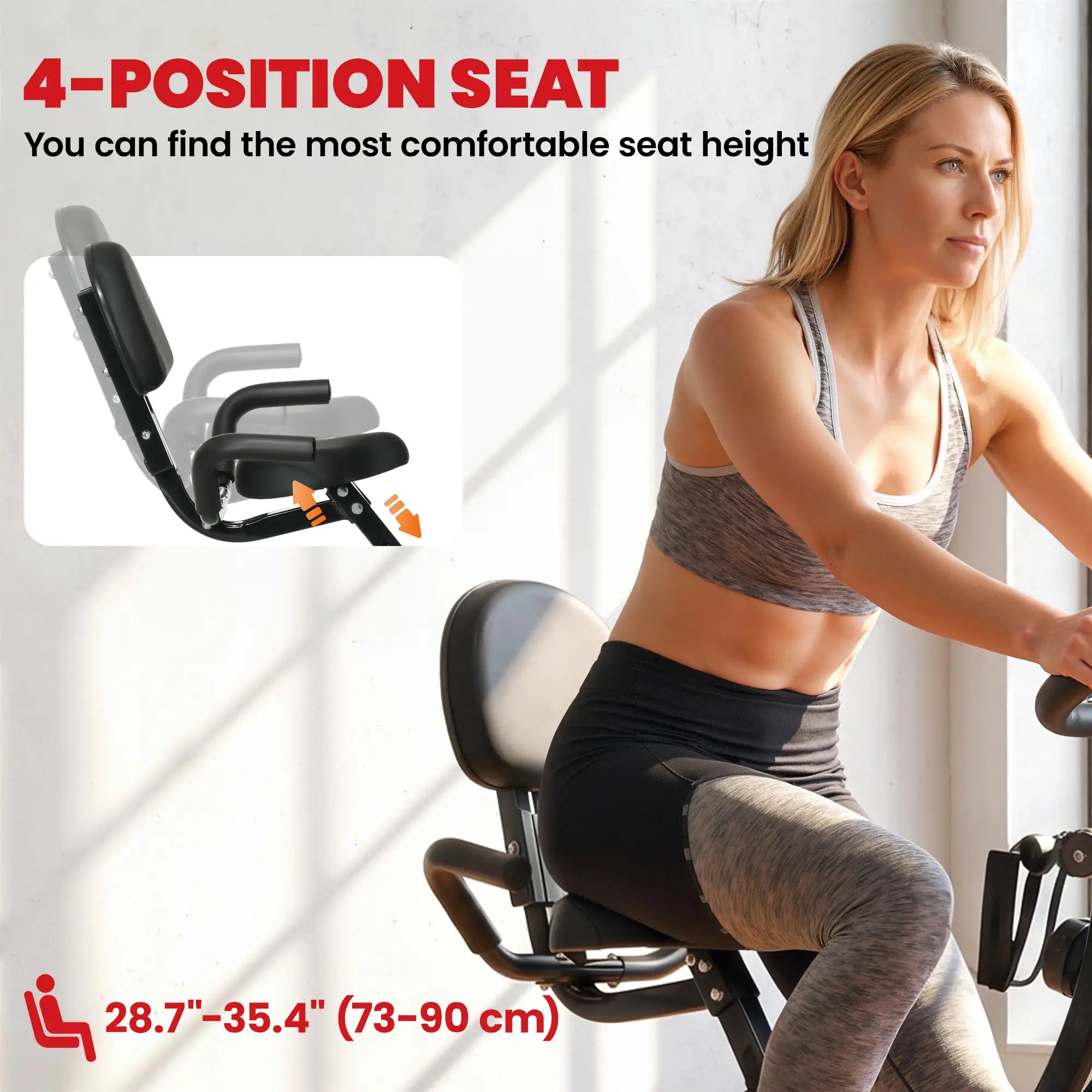 3 in 1 Folding Exercise Bike, 8-Level Magnetic Resistance, Adjustable Seat, Red Exercise & Stationary Bikes at Gallery Canada