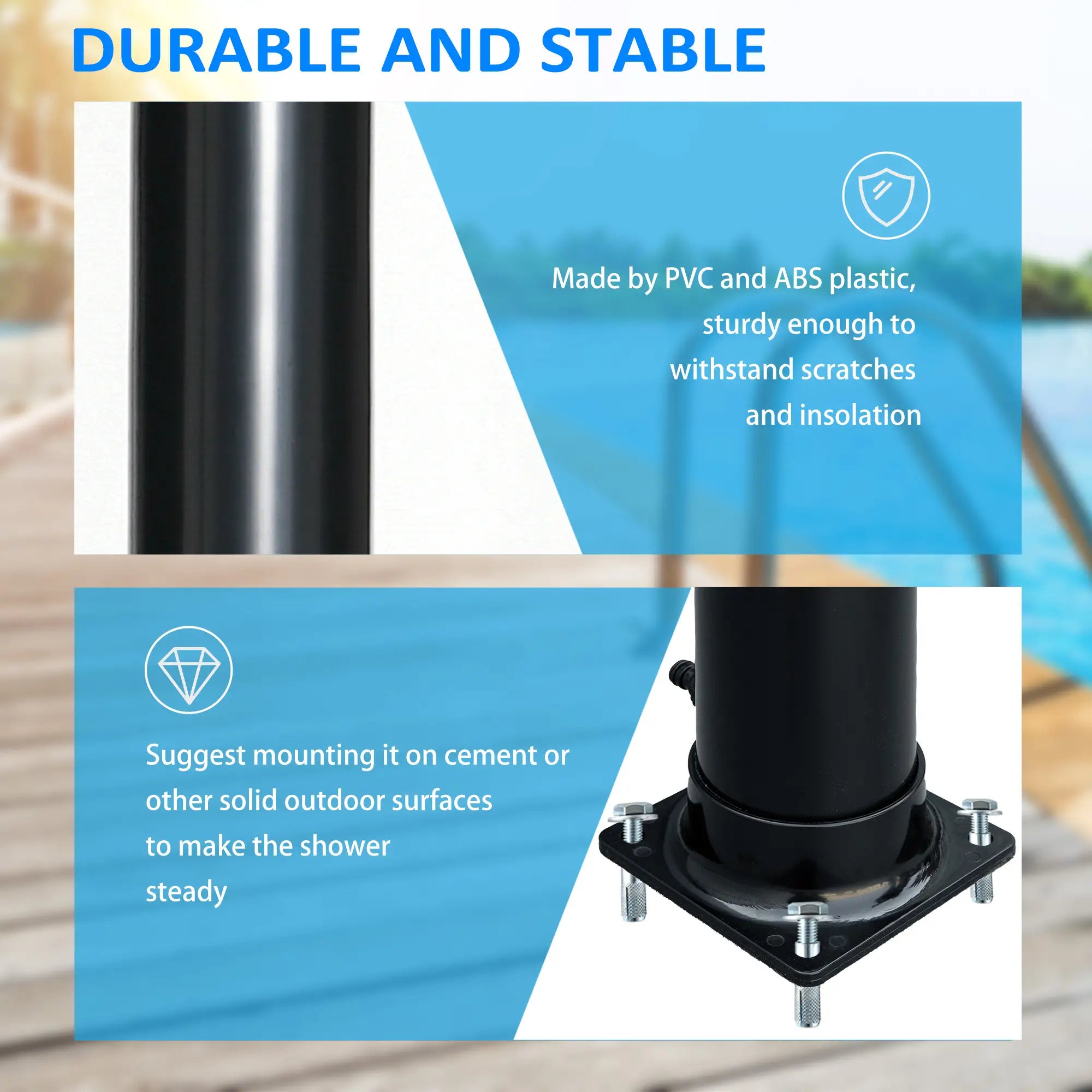 Solar Outdoor Shower, 5.3-Gallon, Adjustable Temperature, Black Outdoor Swimming Pools & Hot Tubs at Gallery Canada