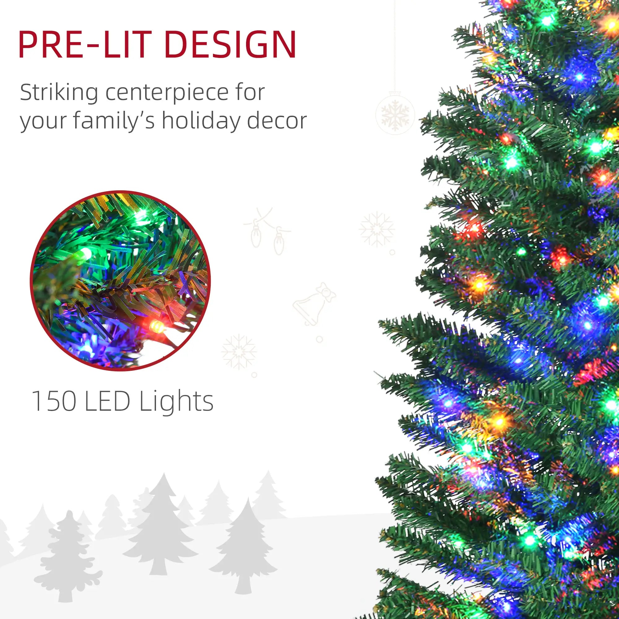 6' Artificial Pencil Christmas Tree, Steel Base, Colorful LED Lights Pencil Christmas Trees at Gallery Canada