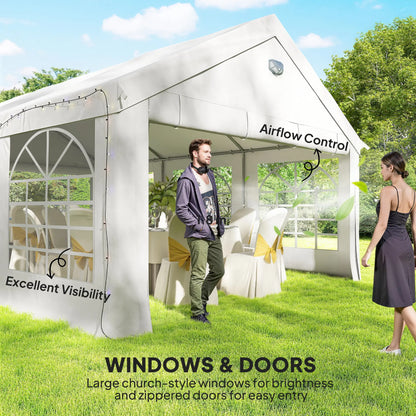 20' x 13' Party Tent, Heavy Duty Gazebo Canopy With Windows, White Canopy Tents at Gallery Canada