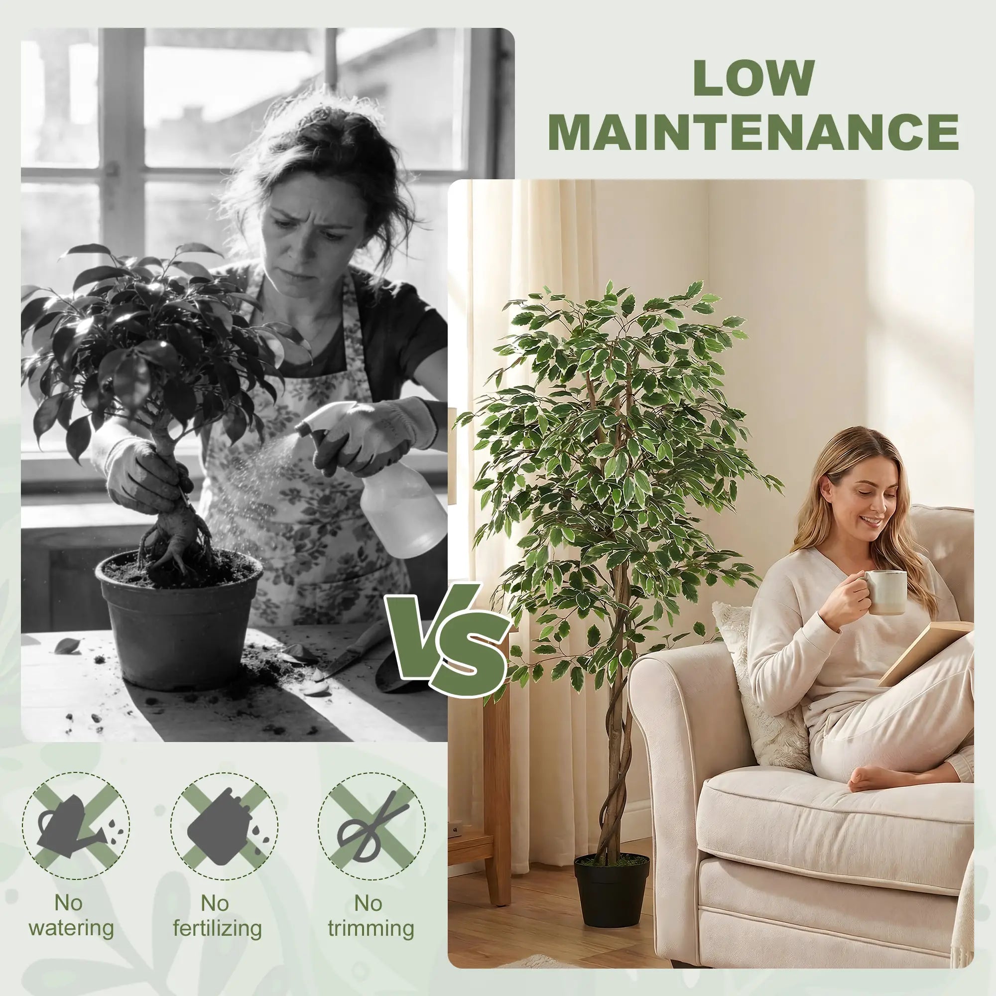 5.3 FT Artificial Ficus Tree With Pot, Indoor Home Office Decor Artificial Trees at Gallery Canada