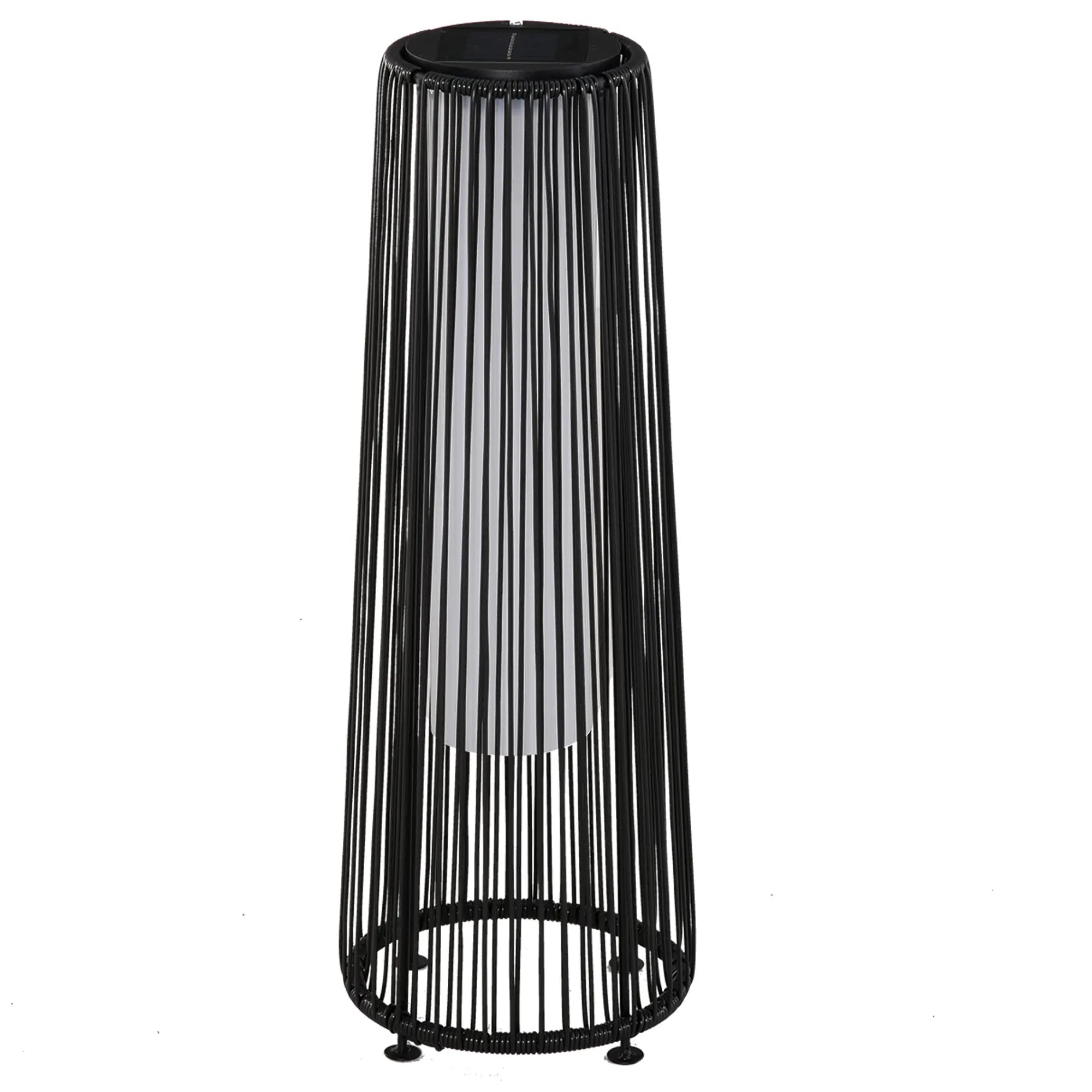 Wicker Solar Floor Lamp, Auto On/Off LED, IP44, Black Solar Post Lamps at Gallery Canada