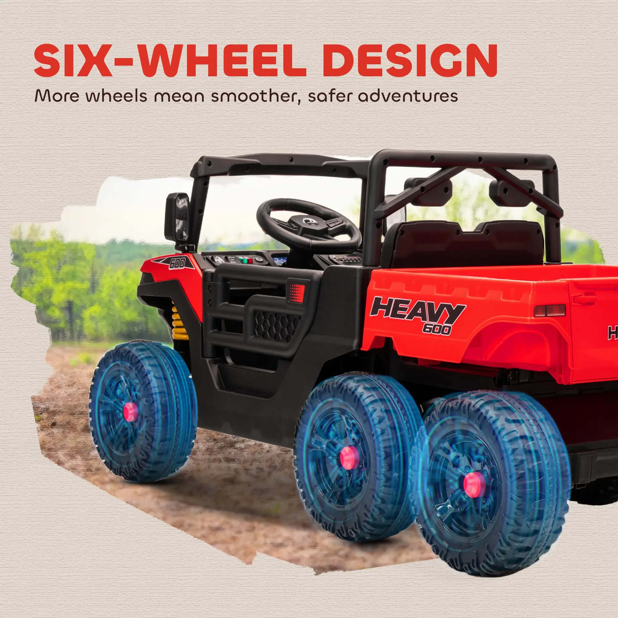 24V 4WD Kids Ride On Truck, 6 Wheels, 2 Seater, Remote, Dump Bed, Red Electric Toy Cars at Gallery Canada