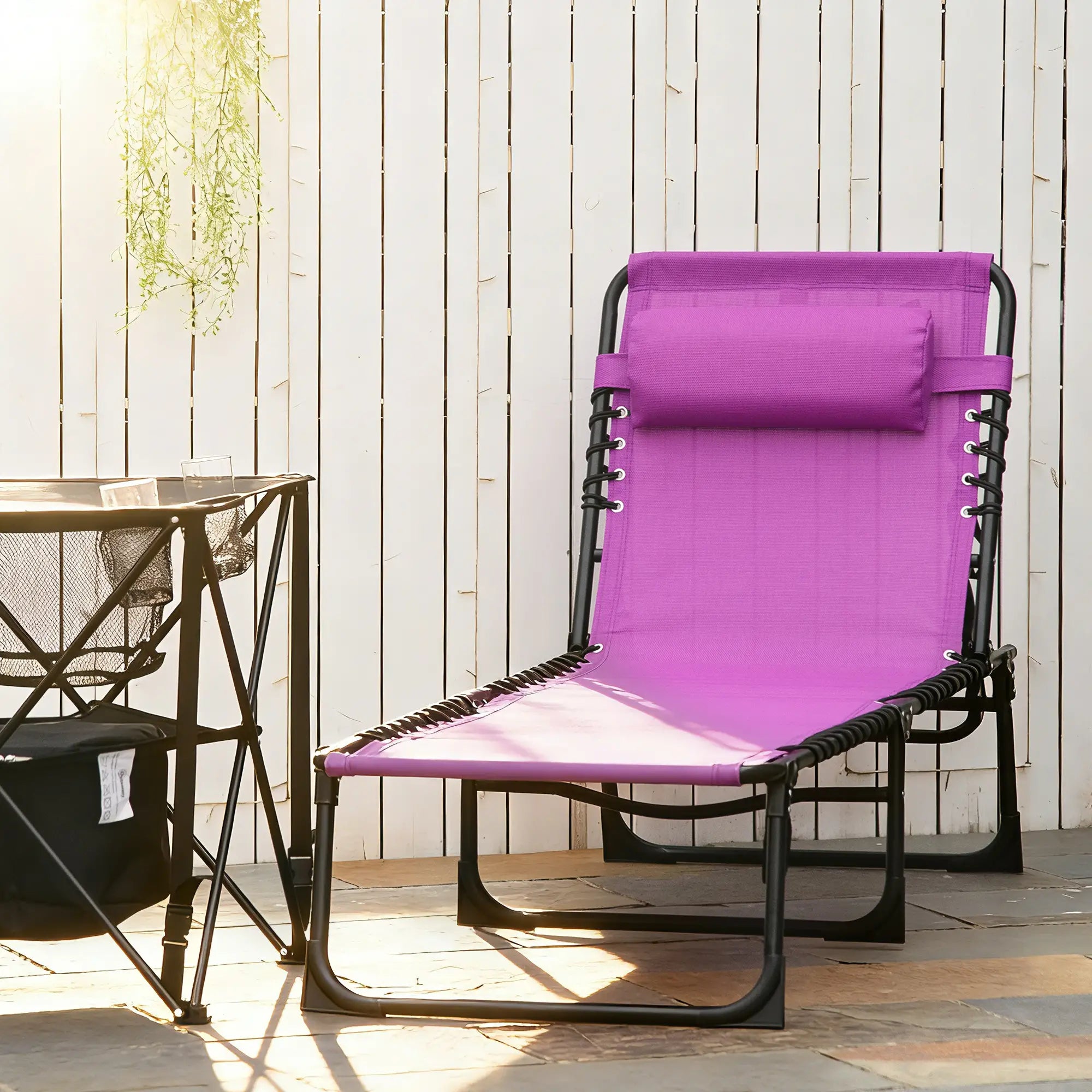 Outdoor Folding Lounge Chair, 4-Level Adjustable, Purple Lounger Chairs at Gallery Canada