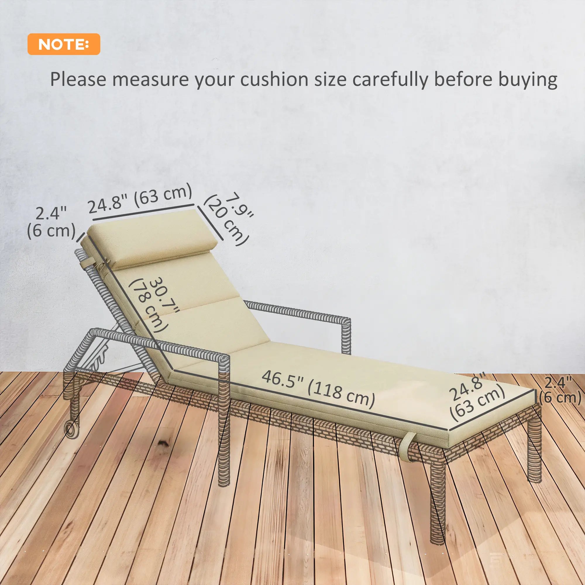 Patio Chaise Lounge Chair Cushions, Set of 2, Beige Patio Chair Cushions at Gallery Canada