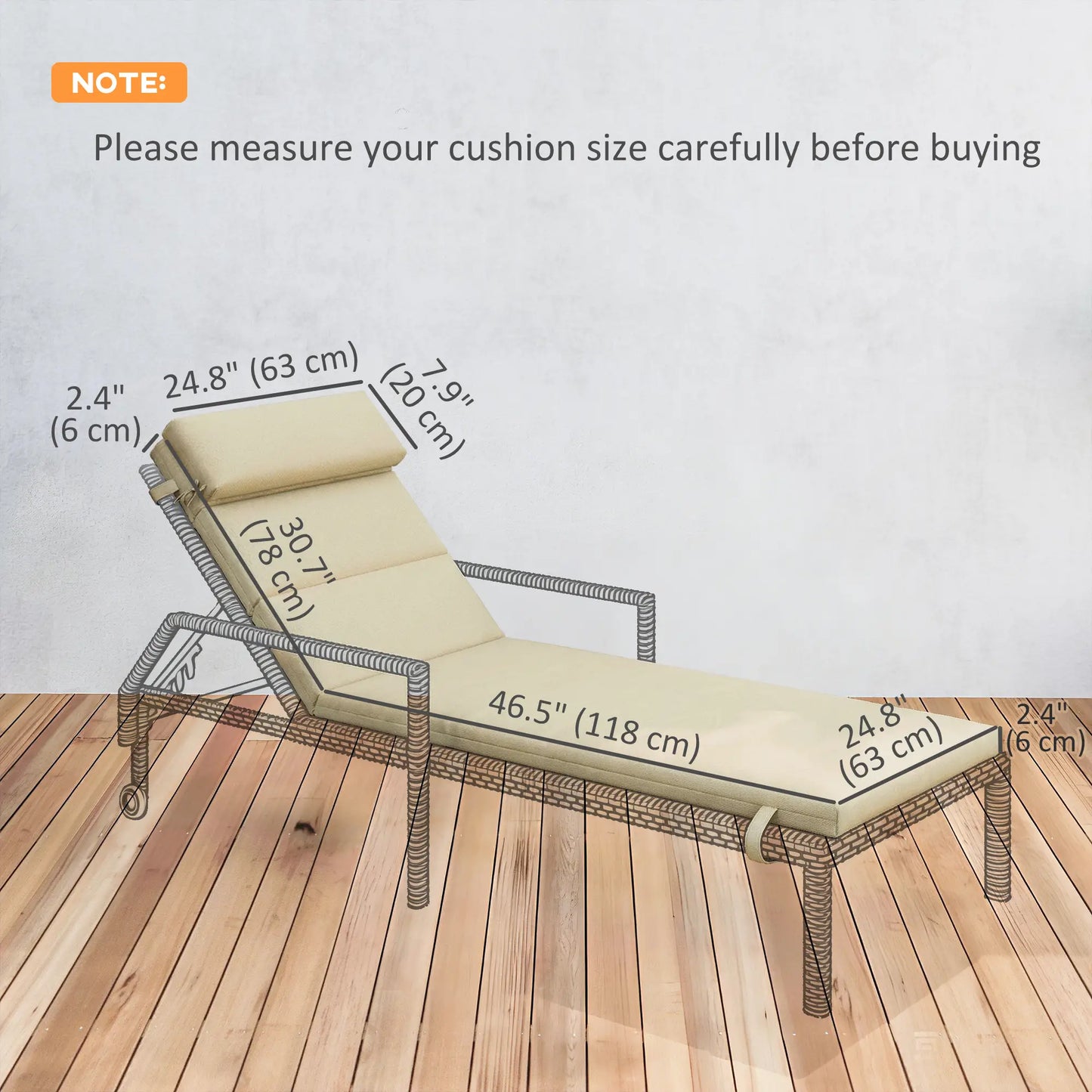 Patio Chaise Lounge Chair Cushions, Set of 2, Beige Patio Chair Cushions at Gallery Canada