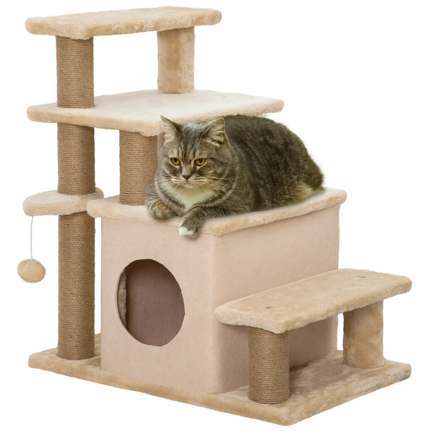 Cat Stairs with Scratching Posts, 23.6" x 15.7" x 26", Beige Dog Stairs at Gallery Canada