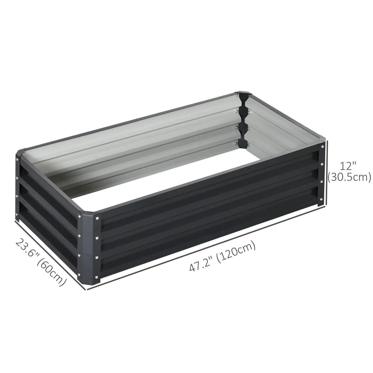 4' x 2' x 1' Galvanized Raised Garden Bed, Set of 2, Grey