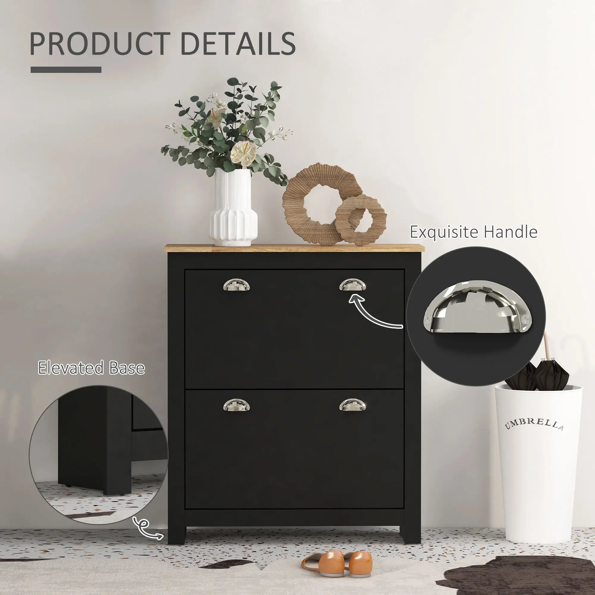 Shoe Cabinet, 2 Flip Drawers, Adjustable Shelves, 12 Pair, Black Shoe Storage Cabinets & Racks at Gallery Canada