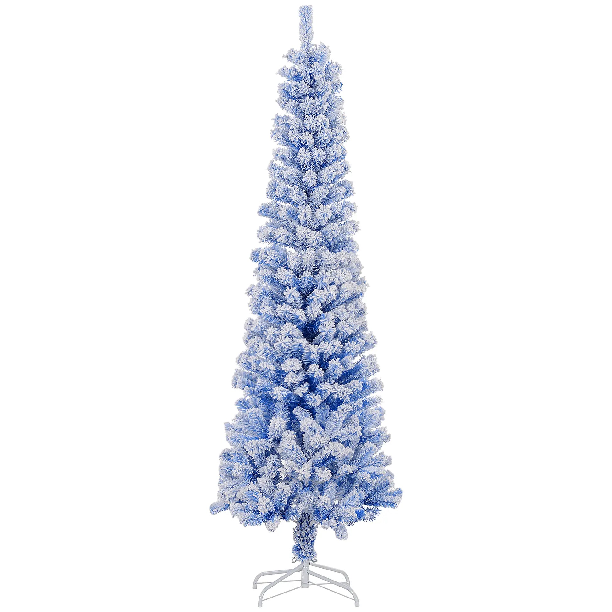 6ft Flocked Pencil Christmas Tree, Realistic Branch Tips, Blue Pencil Christmas Trees at Gallery Canada