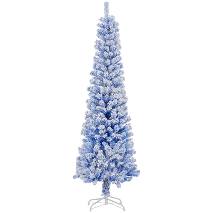 6ft Flocked Pencil Christmas Tree, Realistic Branch Tips, Blue Pencil Christmas Trees at Gallery Canada