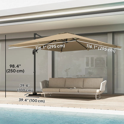 10 FT Cantilever Patio Umbrella, Square, Crank Handle, Cross Base Offset Cantilever Umbrellas at Gallery Canada