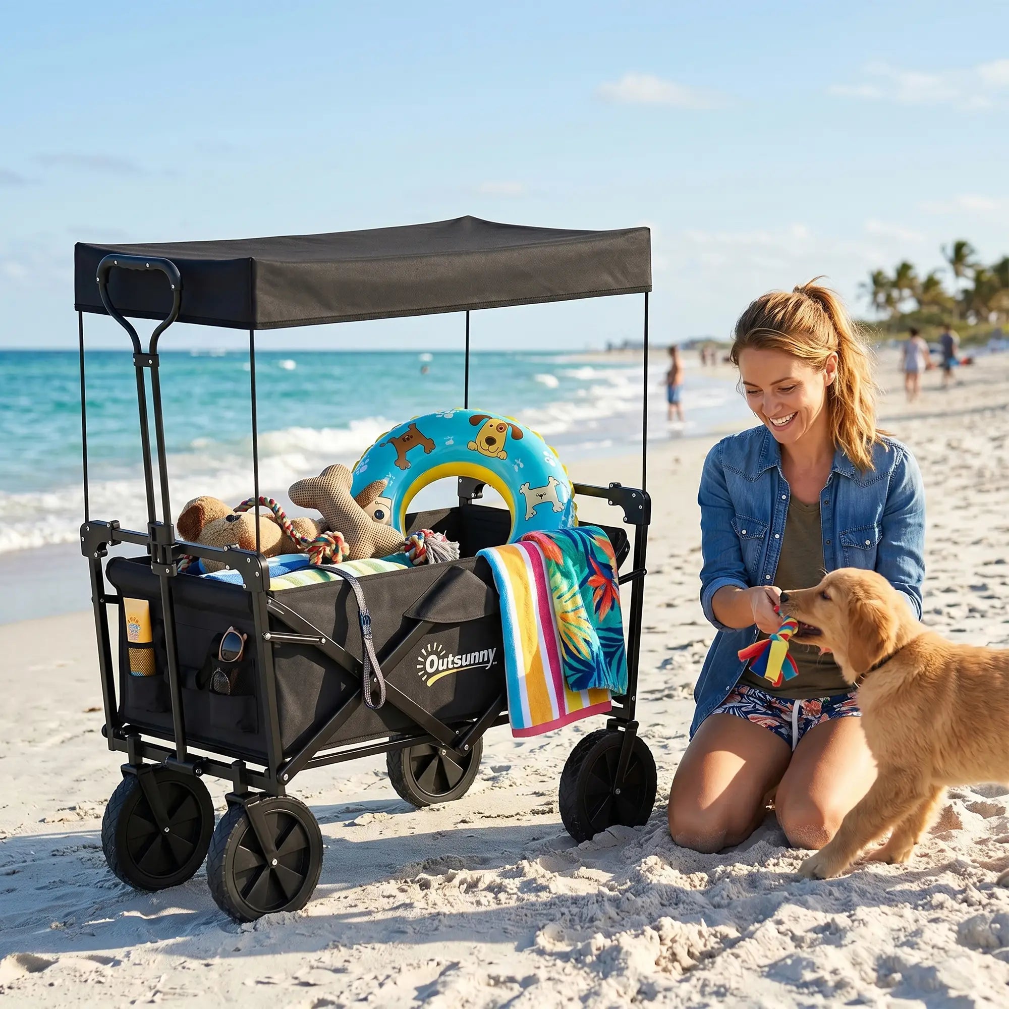 Steel Frame Folding Garden Cart, Collapsible Wagon, Removable Canopy Folding Garden Carts at Gallery Canada