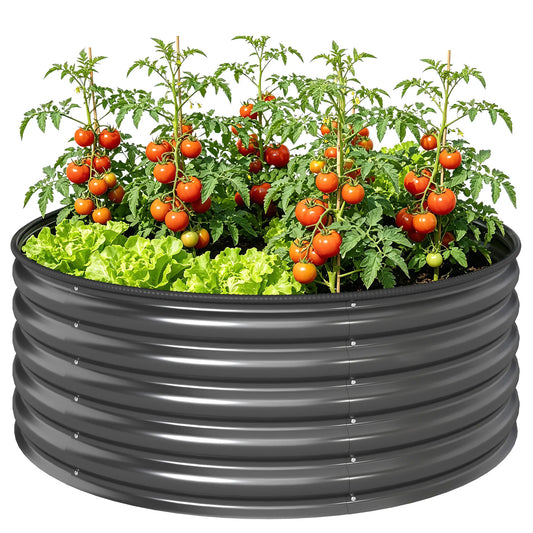 Galvanized Raised Flower Bed, 4 x 4 x 1.5 ft, Dark Grey Raised Garden Beds Dark Grey at Gallery Canada