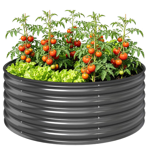 Galvanized Raised Flower Bed, 4 x 4 x 1.5 ft, Dark Grey