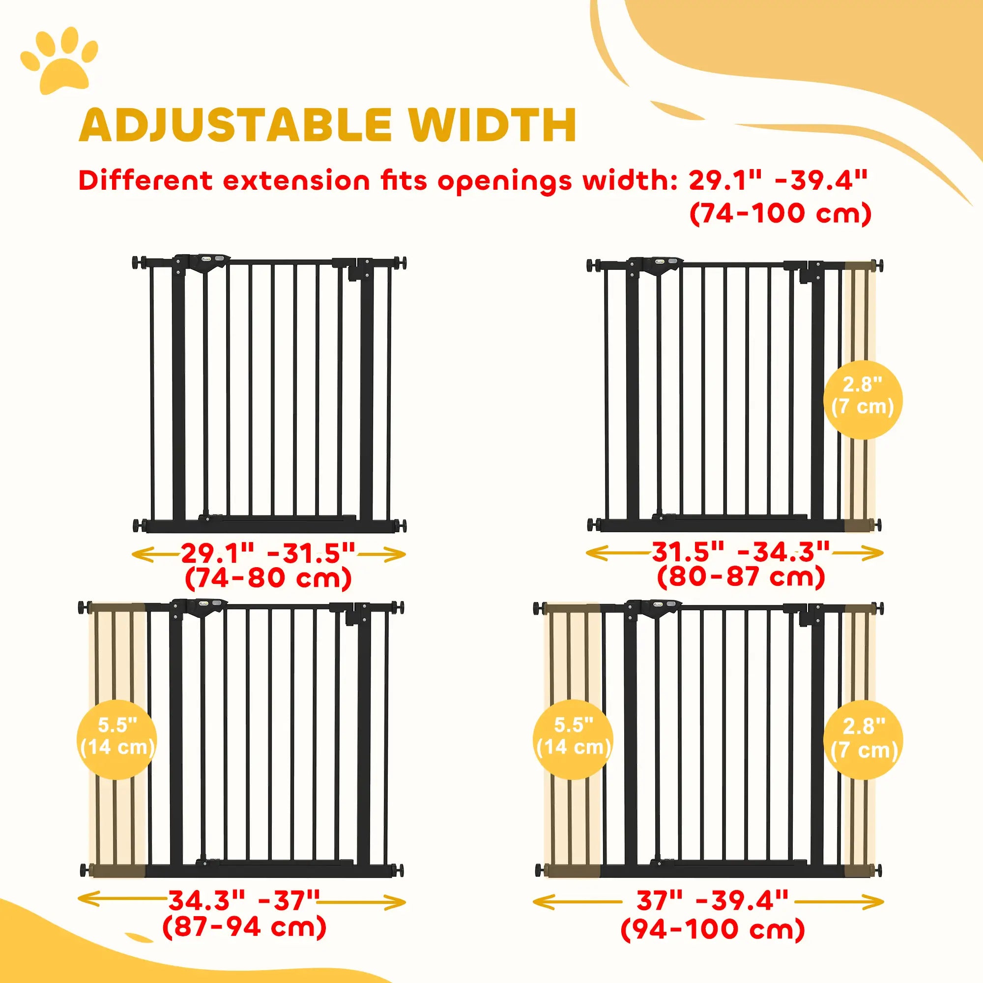 30 Inch Tall Pet Gate with Door, Includes Extensions Kit, Black Houses, Kennels & Pens at Gallery Canada