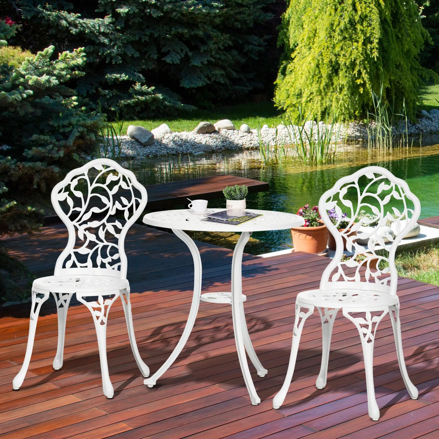 3-Piece Outdoor Furniture Set, Patio Table and Chairs, White Bistro Sets at Gallery Canada