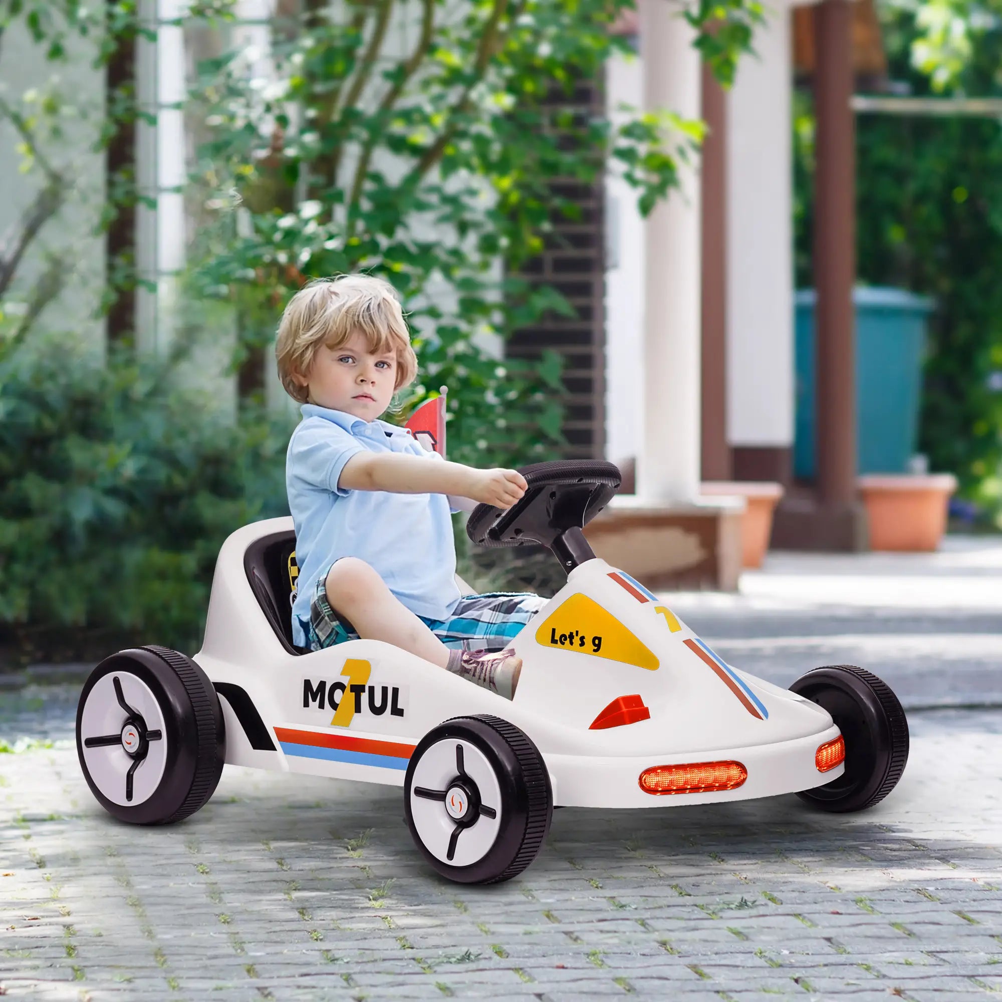 6V Electric Go Kart for Kids, Music Light Horn, White Electric Ride On Toys at Gallery Canada