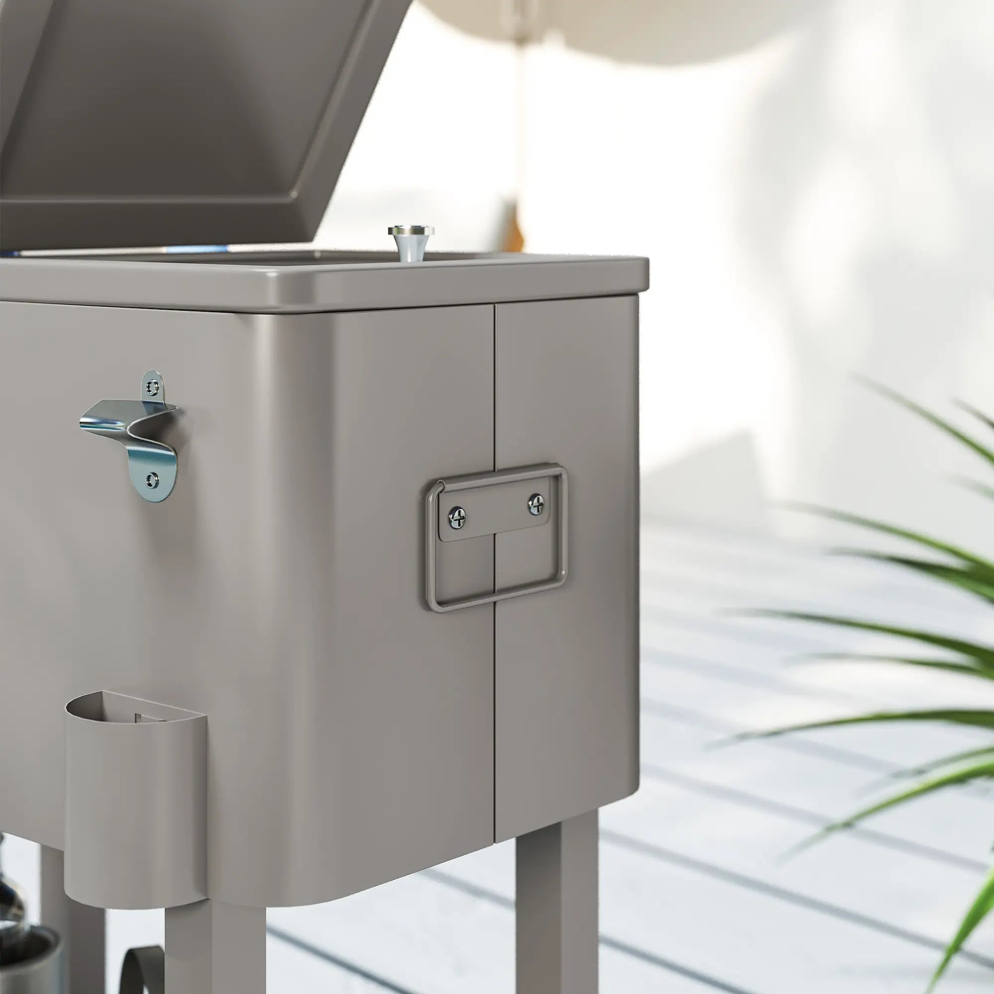 60 Quart Rolling Outdoor Cooler, Portable Cart With Locking Wheels, Silver Cooler Boxes at Gallery Canada