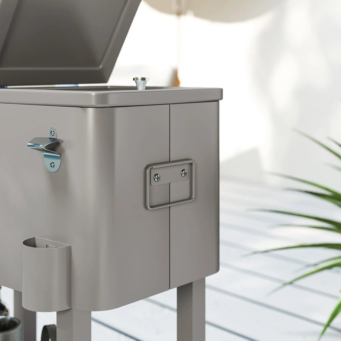60 Quart Rolling Outdoor Cooler, Portable Cart With Locking Wheels, Silver Cooler Boxes at Gallery Canada