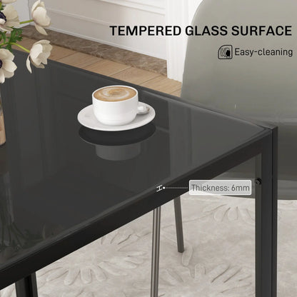 Square Kitchen Table, Glass Top, Steel Legs, 2-4 People, Black Dining Tables at Gallery Canada