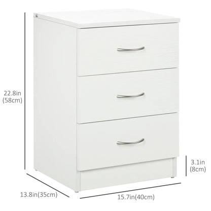 Modern Wood Nightstand, 3 Drawers, Anti-Tipping, Set of 2, White Bedside Tables at Gallery Canada