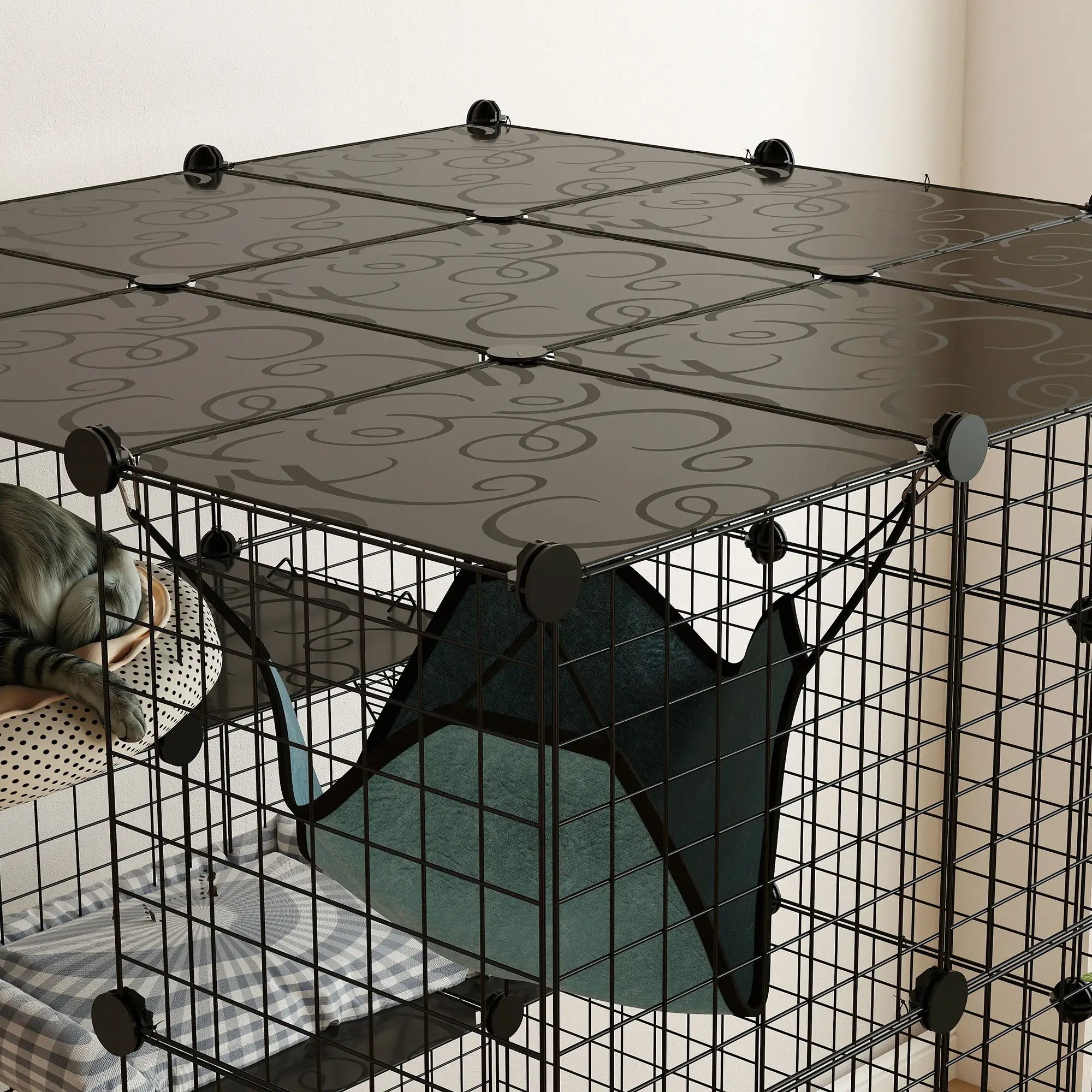 4 Tier DIY Cat Cage, Indoor Catio for 1-3 Cats, Black Outdoor Cat Enclosures at Gallery Canada