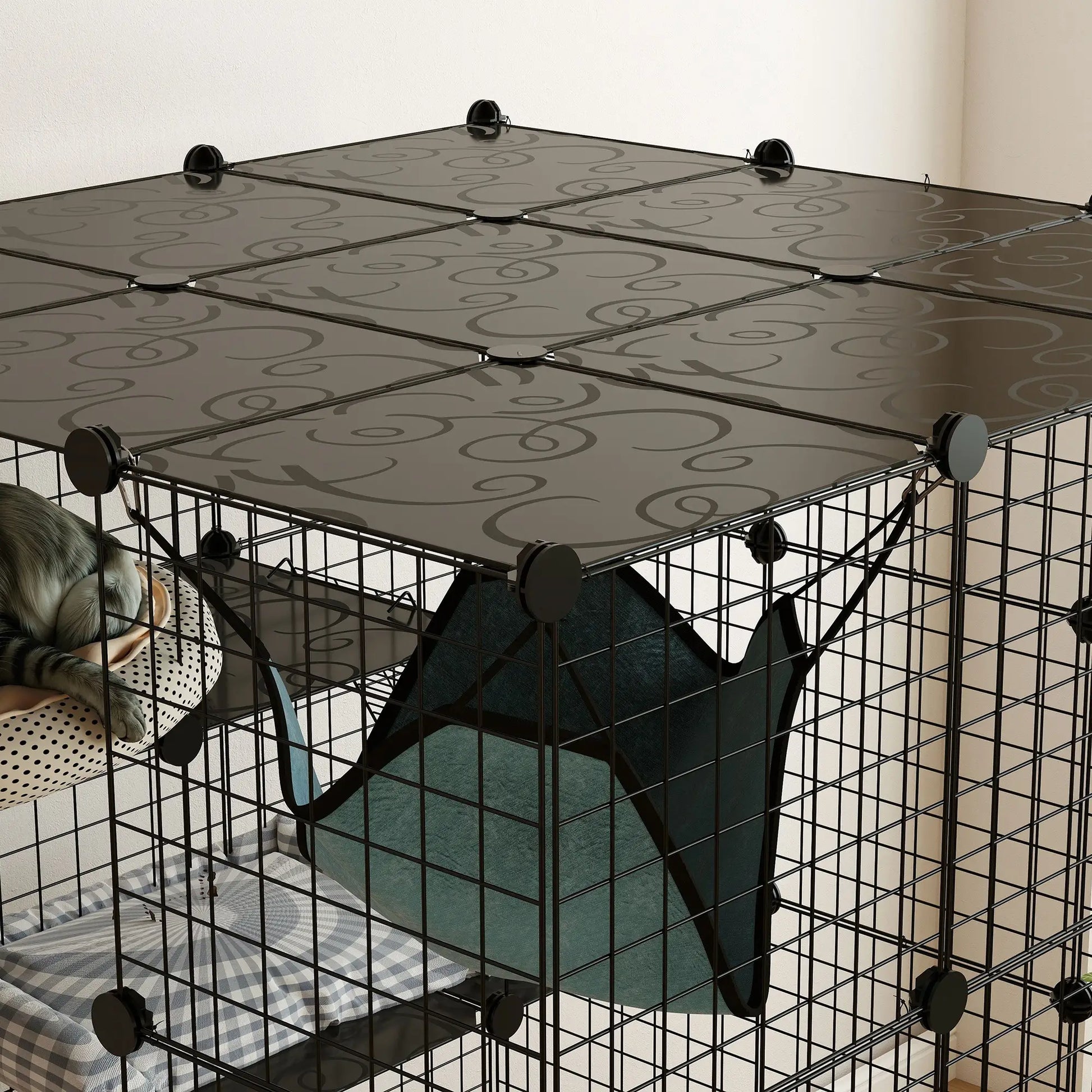 4 Tier DIY Cat Cage, Indoor Catio for 1-3 Cats, Black Outdoor Cat Enclosures at Gallery Canada