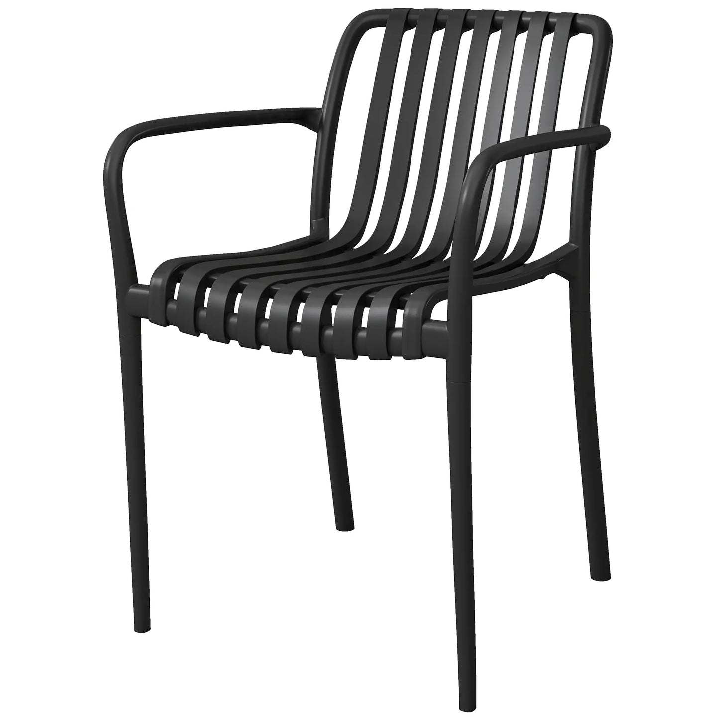 Stackable Patio Chairs Set of 4, Outdoor Dining, Black Patio Chairs Black at Gallery Canada