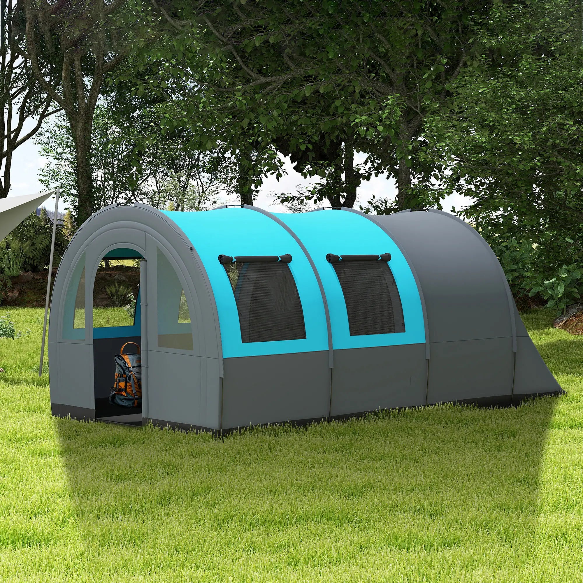 5-6 Person Camping Tent, Living Room Bedroom, 3000mm Waterproof, Grey Blue Camping Tents at Gallery Canada