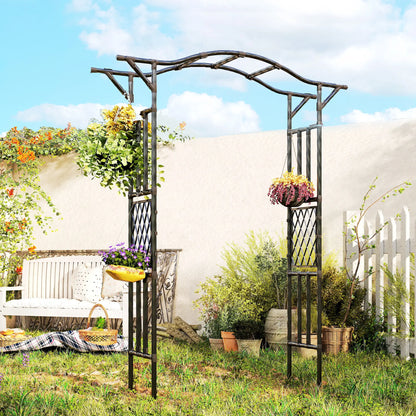 Garden Arch Trellis Arbor With Extended Top, 66.9" x 15.7" x 90.6", Black Garden Arches at Gallery Canada