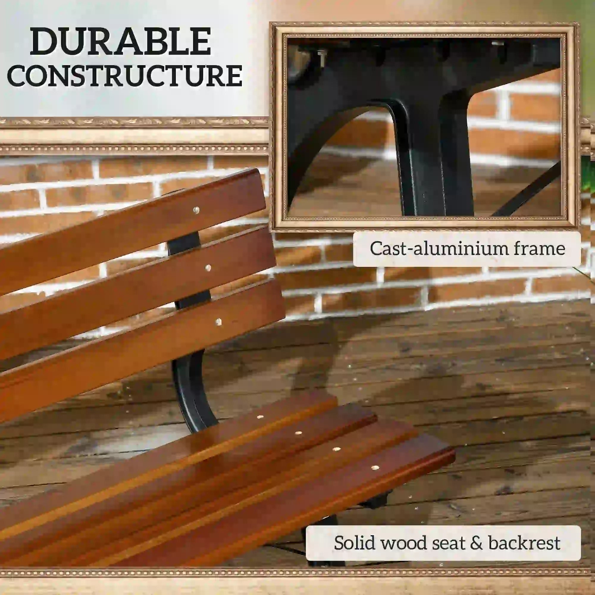 47 Inch Outdoor Garden Bench, Aluminum Wood Patio Loveseat, 528 lbs. Outdoor Benches at Gallery Canada