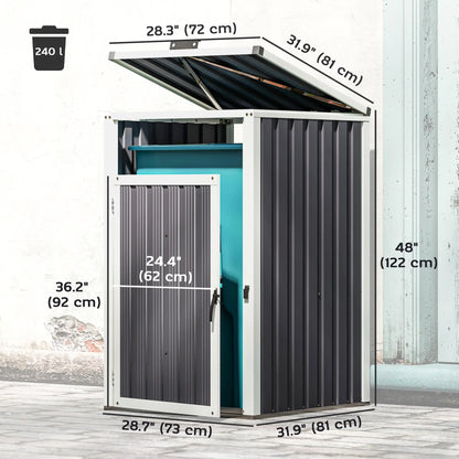 Lockable Outdoor Storage Shed, Single Garbage Bin, Galvanized Frame, Dark Grey Sheds at Gallery Canada