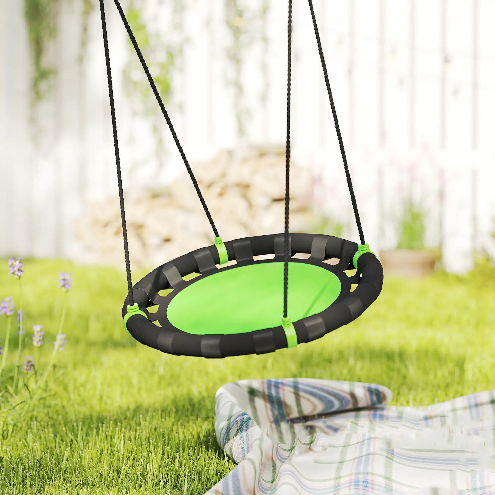 24 Inch Saucer Tree Swing, Adjustable Ropes, Outdoor, Backyard, Green Gym Sets & Swings at Gallery Canada