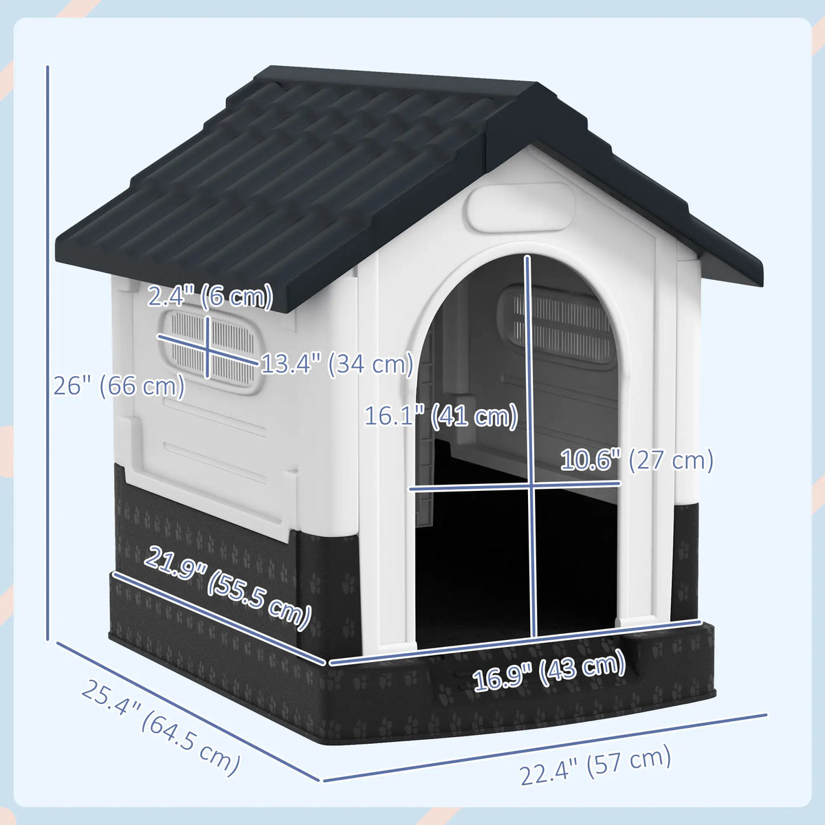 Outside Dog Kennel House, Miniature Dogs, 64.5 x 57 x 66cm, Dark Grey Dog Cages & Crates at Gallery Canada