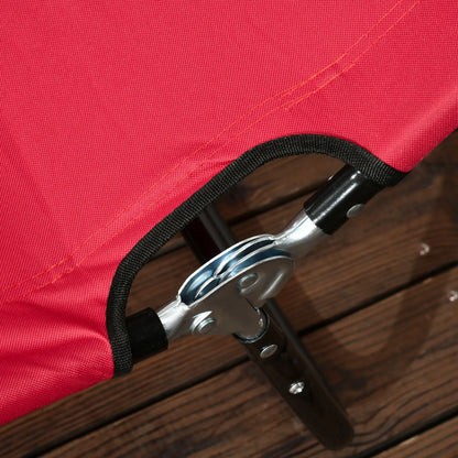 Set of 2 Folding Outdoor Lounge Chairs, Reclining Breathable Mesh, Red Lounger Chairs at Gallery Canada