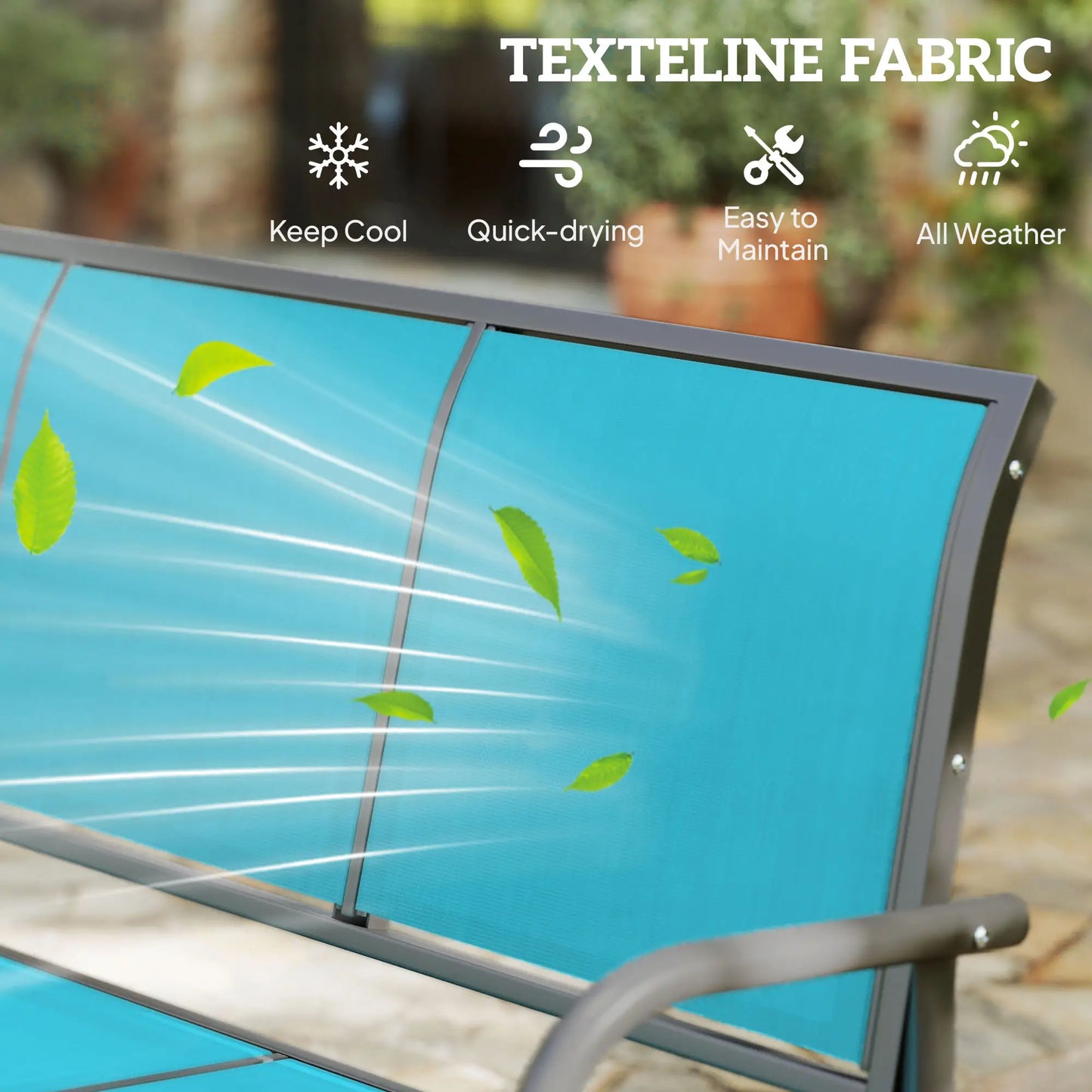 3-Seat Outdoor Glider Chair, Steel Frame, Sling Fabric, Blue Outdoor Gliders at Gallery Canada
