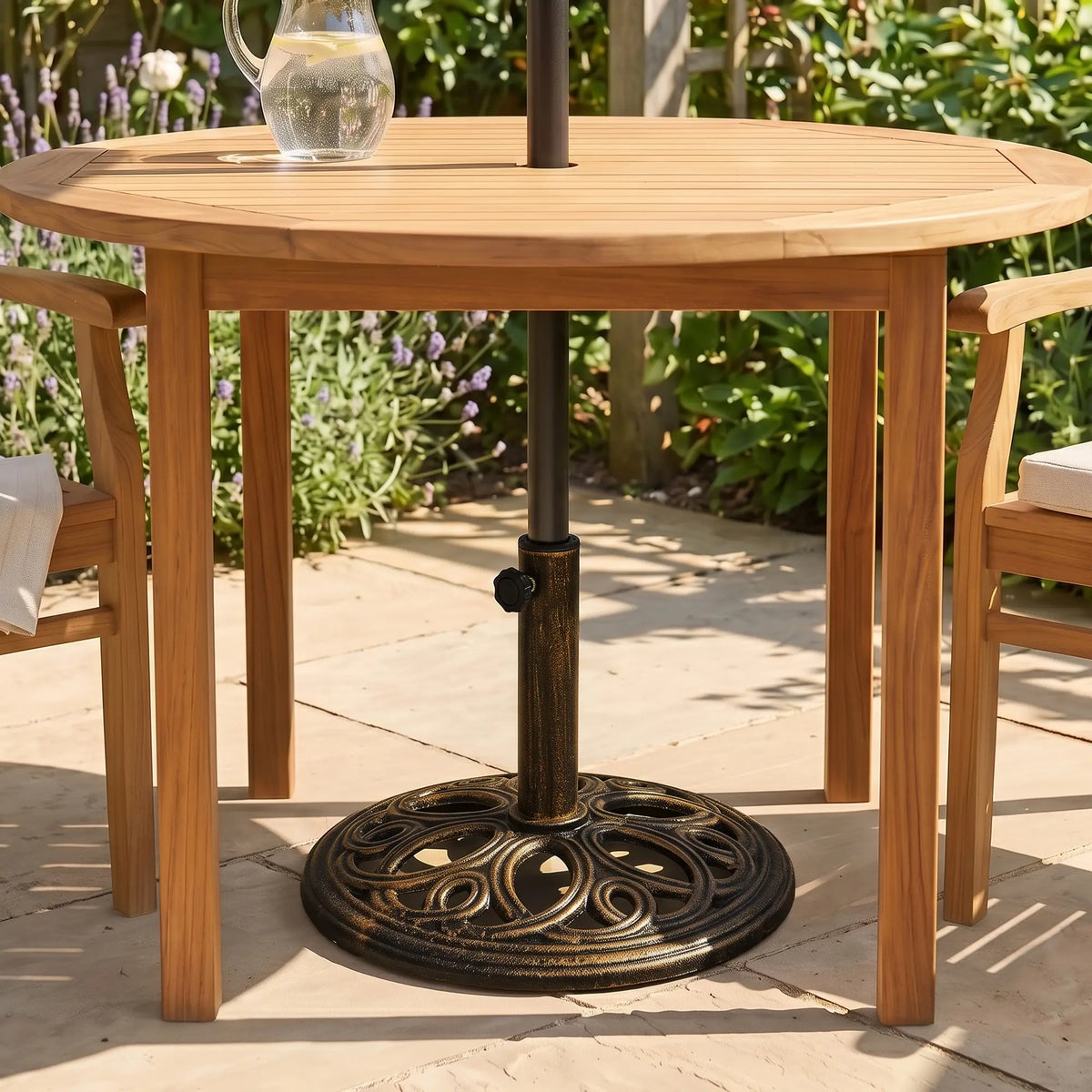Round Cast Iron Umbrella Base Stand, Outdoor, Fit Dia. 1.5", 2" Pole, Bronze Umbrella Bases at Gallery Canada