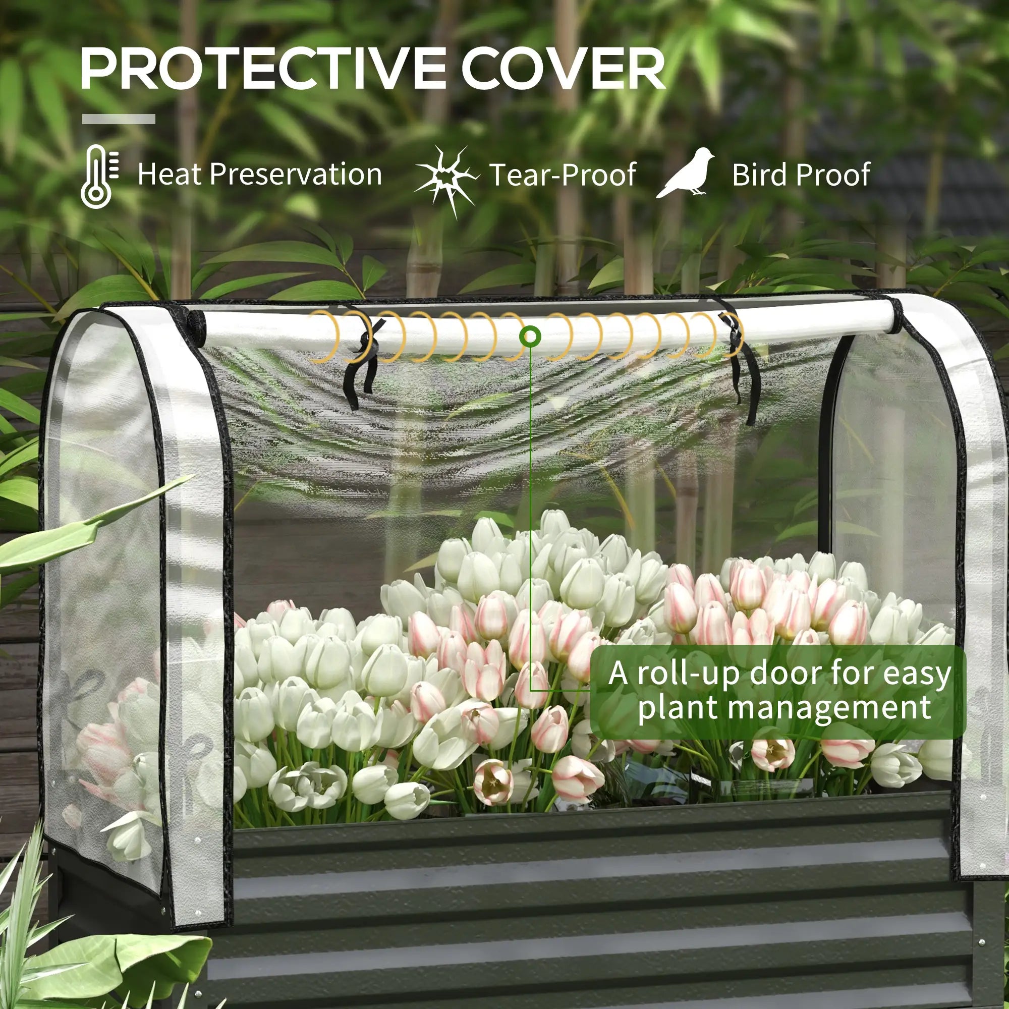 Metal Raised Garden Bed With Cover, With Bottom Shelf And Liner, Black Elevated Garden Beds at Gallery Canada