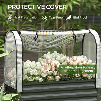Metal Raised Garden Bed With Cover, With Bottom Shelf And Liner, Black Elevated Garden Beds at Gallery Canada