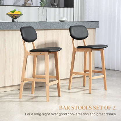 PU Leather Bar Stools Set of 2, Counter Height, Natural and Black, Black Bar Stools at Gallery Canada
