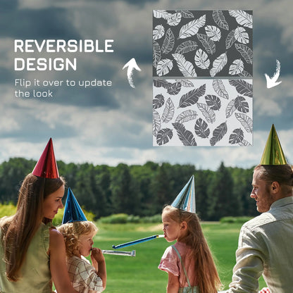 Reversible Outdoor RV Rug, Patio Mat, 6' x 9', Grey and White Garden Decor at Gallery Canada