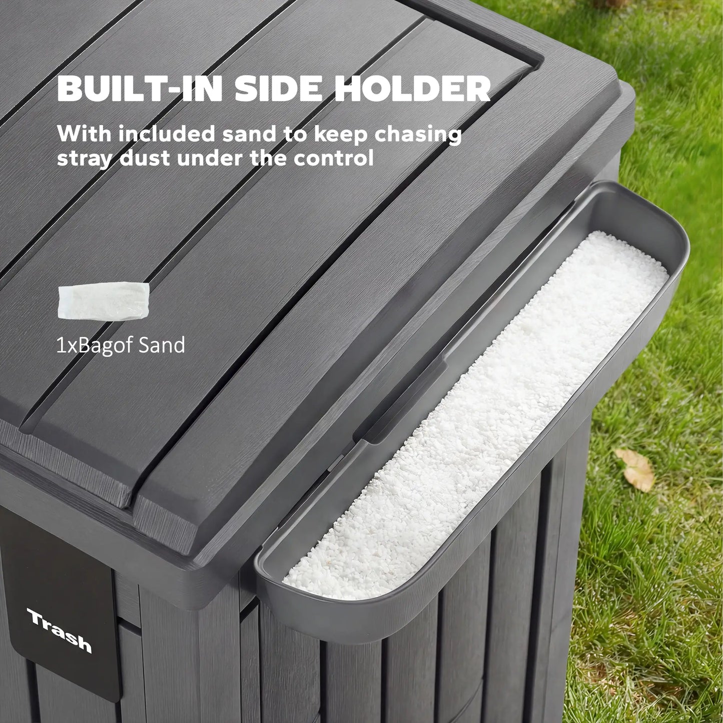29 Gallon Outdoor Garbage Bin, Dual Lid, Ashtray Drip Tray, Grey Garden Accessories at Gallery Canada
