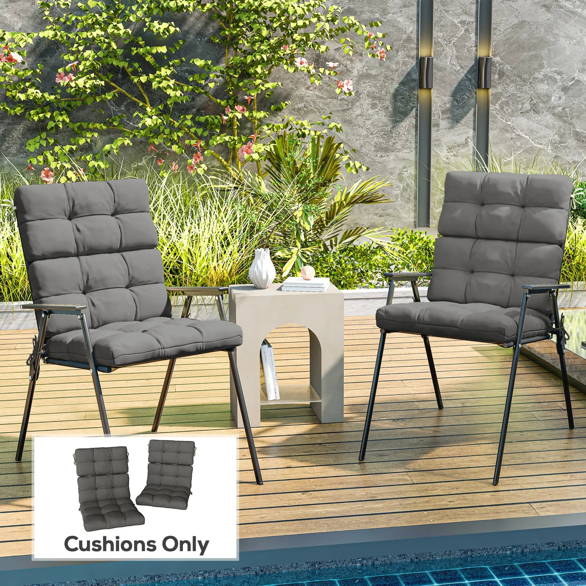 2-Piece Back Seat Cushion, Outdoor Patio Chair Set, Dark Grey Patio Chair Cushions at Gallery Canada