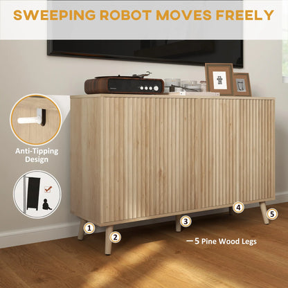 Modern Fluted Buffet Cabinet, Adjustable Shelves, Wood Legs, Oak Storage Cabinets at Gallery Canada