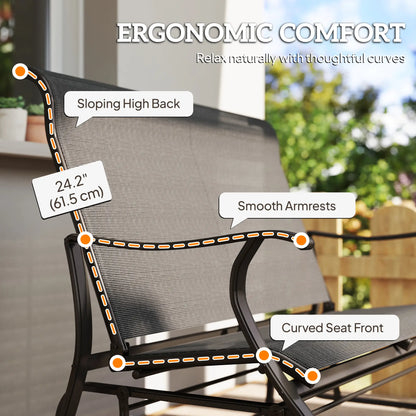 Garden Double Gliding Chair, Steel Frame, Mesh Seat Backrest, Black Outdoor Gliders at Gallery Canada